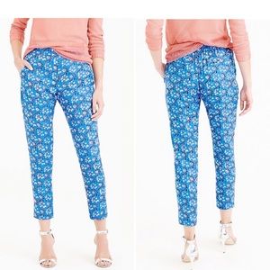 J. Crew Cropped Silky Pant Blue Floral Sz 12 EUC!!